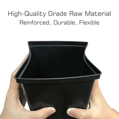 1/2 Gallon Square Nursery Pots 24PCS Black Thick Durable Plastic Flower Pots with Drainage Holes, Reusable Seedling propogation Starter Pots for Indoor Plants, Transplanting, Succulents