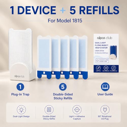 Plug-in Flying Insect Trap for Gnats & Fruit Flies, 1 Device + 5 Refills - size: 1 Device + 5 Refills