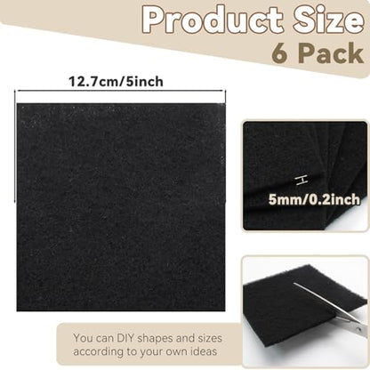 Biaungdo 6 Pack 5 Inch Square Charcoal Filter, Black Compost Bin Filters