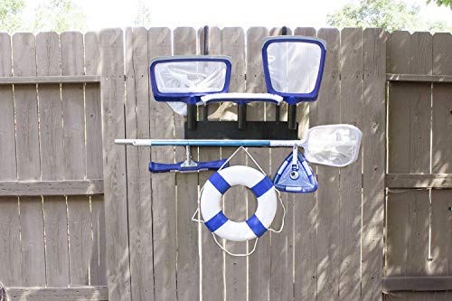 Poolmaster Outdoor Wall-Mounted Tool Organizer Rack, Heavy-Duty Garden Tool Holder and Swimming Pool Equipment Storage for Backyard, Fence, or Garage
