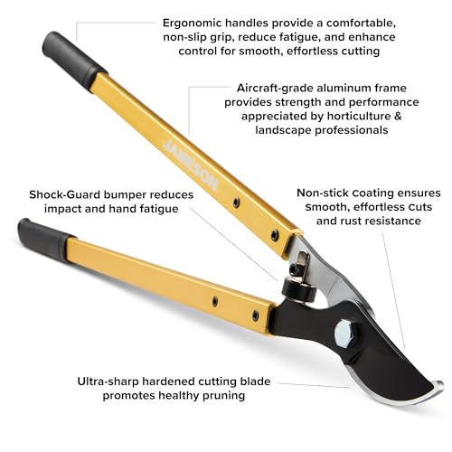 Jameson Professional 27" Bypass Lopper | 1-3/8" Cutting Capacity | Non-Stick Blade | Aircraft-Grade Aluminum Frame | Cushioned Grips | Gardening & Landscaping Tool