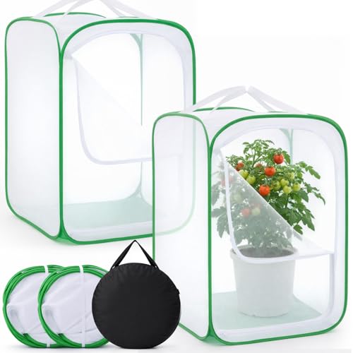 Gilprop 2 Pack Mesh Plant Covers 24 x 24 x 36 Inch Tomato Crop Netting Cage - size: 24 x 24 x 36 Inch