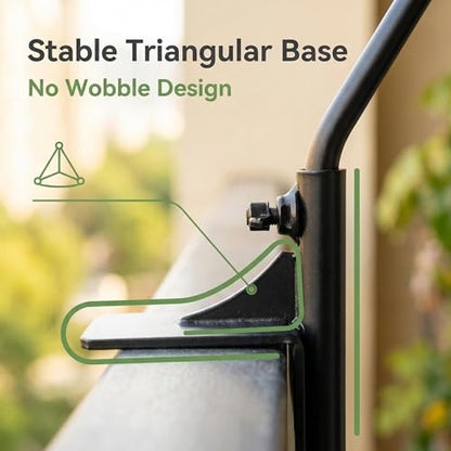 Heavy Duty Deck Hook,360 ° Rotating Design,Pole 15”Long Metal Deck Railing Hooks for Hanging Bird Feeders,Planters,Suet Baskets,Lanterns,Wind Chimes,Clamp Mounted,Under 18 LBS(2PACK)