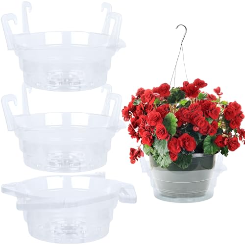 Miuwauer 15 Pack of 10-inch Hanging Basket Water Catcher Plastic Hanging Plant Drip Pan Tray Plastic Saucers Liners for Indoor Outdoor Hanging Plants Baskets Flower Pots - Clear, Round - size: 10 inch