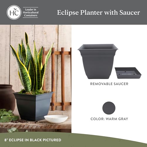 The HC Companies Eclipse Square Planter Pot, 10 Inch, Warm Gray, 2-Pack - color: Warm Gray, size: 10", style: Pack of 2