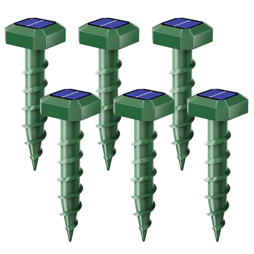 Mole Repellent in Lawn Snake Repellent Solar Powered,Groundhog Repellent Stakes,Animal Control, Vole Deterrent Waterproof Spikes Drive Away Burrowing Animals from Lawns and Yard,10 Pack
