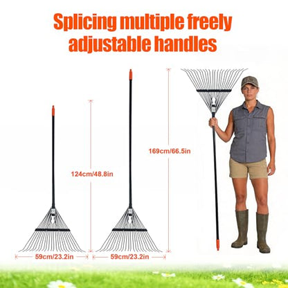 Rake for Leaves,22.8" Wide Gardening Leaf Rake for Lawns - style: 22 Metal Tines