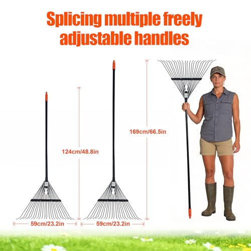 Rake for Leaves,22.8" Wide Gardening Leaf Rake for Lawns - style: 22 Metal Tines