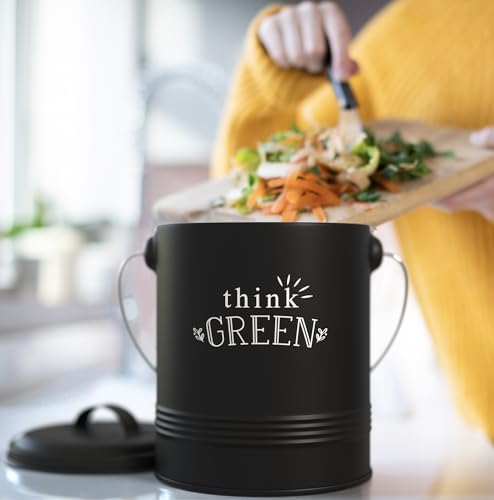 Barnyard Designs 1.2 Gallon Kitchen Counter Compost Bin with Lid (Black) - color: Black