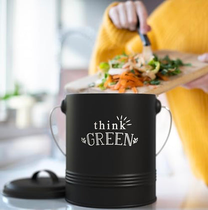 Barnyard Designs 1.2 Gallon Kitchen Counter Compost Bin with Lid (Black) - color: Black