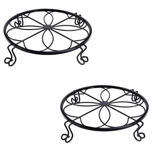 1/2/4 Pack 10/12 Inch Heavy Duty Iron Plant Stands - Rustproof Metal Flower Pot Holder for Indoor Outdoor Use, Round Wrought Iron Planter Stand for Corner Gardening, Patio, Balcony Decor- Black (12IN2PCS) - size: 12 inch - 2 pack