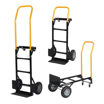 Heavy Duty Hand Truck Cart and Dolly for Yard & Garden, 2 in 1 Convertible, 330 lbs Capacity, Rigid Steel Frame Moving Dolly Cart with Removable Handle for Outdoor & Jobsite Hauling - size: Hand Truck and Dolly