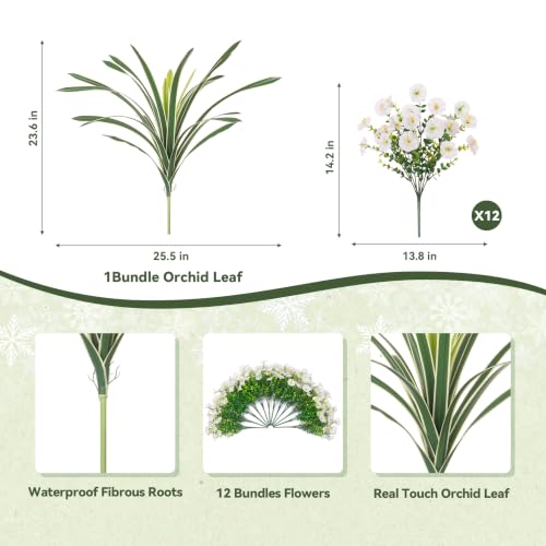 INXUGAO Artificial Flowers for Outdoors Fake Plants UV Resistant Outside - color: White