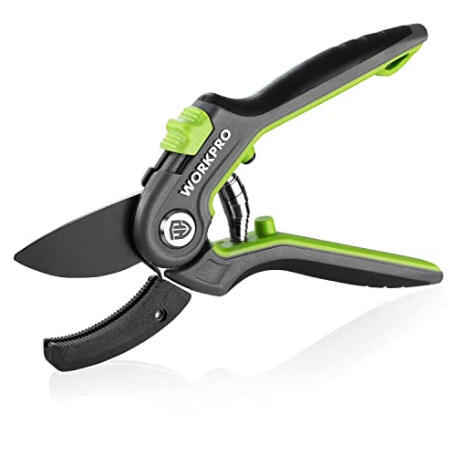 WORKPRO Pruning Shears, Garden Clippers with SK5 Steel Blades, 8" Anvil