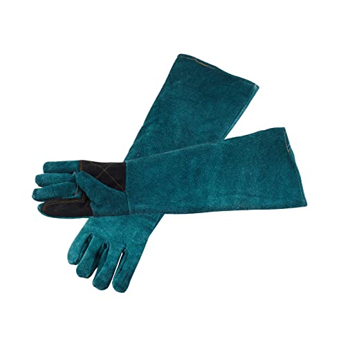 AOWPFVV Animal Handling Gloves Bite Proof for Dogs,Cats, 23.6in Large - color: Dark Green +Black Padding Size Large 23.6in