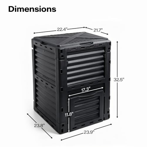 LAUSAINT HOME Outdoor Compost Bin, 80 Gallon Large Capacity Composter for Garden Waste, Fast Creation of Fertile Soil, Black - size: 80 gallon
