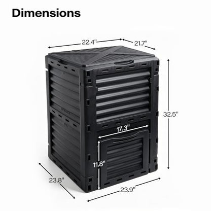LAUSAINT HOME Outdoor Compost Bin, 80 Gallon Large Capacity Composter for Garden Waste, Fast Creation of Fertile Soil, Black - size: 80 gallon