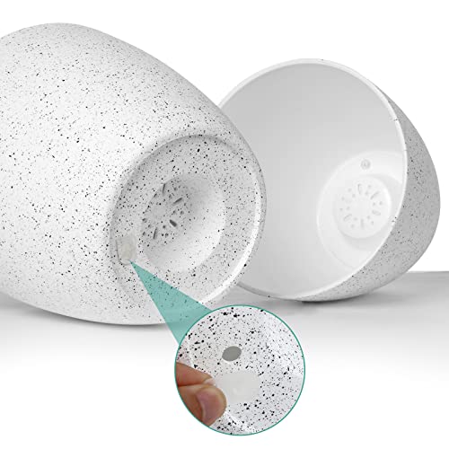 Vanavazon Plant Pots 9/8/7 Inch Set of 3 Flower Pots Indoor Outdoor Plastic Planters with Drainage Hole and Tray (Speckled White) - color: White
