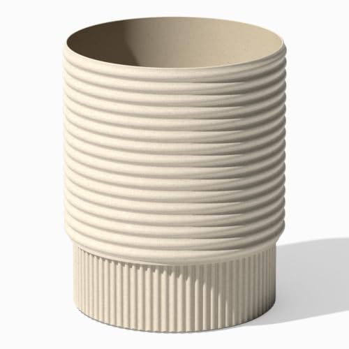 Veradek Mod Series Medium Planter - Round Outdoor Planter with Shelf - color: Sand, size: 17 inch