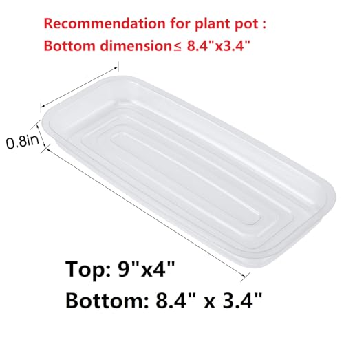 Idyllize Rectangular 5 Pieces of 9 by 4 Inch Clear Thick Plastic Heavy Duty Sturdy Plant Saucer Drip Trays for pots, Window Sills and Window Shelf (8.5"x3.5") - color: Rectangle, size: 9"x4"