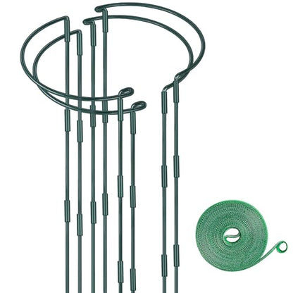 HiGift 4 Pack Height Adjustable Metal Plant Support (36" H or 24" H or 12" H), Heavy Duty Peony Cages and Supports, Half Round Tall Plant Support Ring for Outdoor Indoor Plant Hydrangea Flower