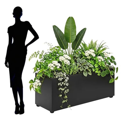 Thickened Metal Planter Box, Heavy-Duty, Drainage Holes & Raised Bottom