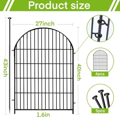 ADAVIN 40in Tall Garden Fence, 4 Panels No Dig Fencing for Dogs, 8.8ft - color: Black, size: 40in(H)x27in(L) 3 Panels + 1 Gate