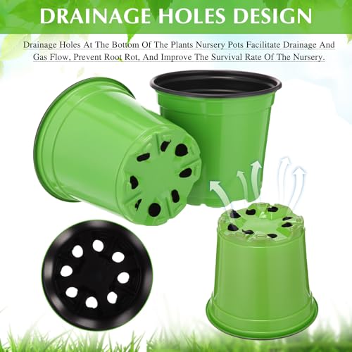 Havawish 150 Pcs 4 Inch Nursery Pots with Drainage Holes, Green - color: Green