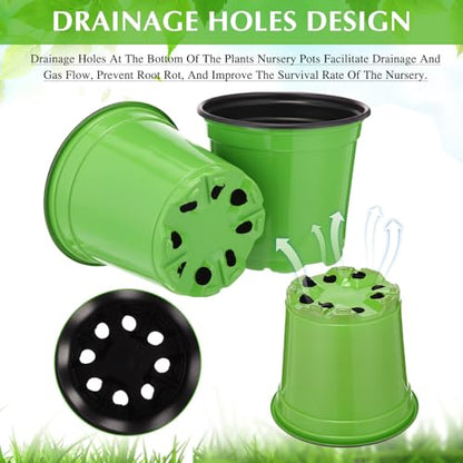 Havawish 150 Pcs 4 Inch Nursery Pots with Drainage Holes, Green - color: Green