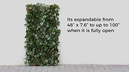 Verseo Artificial Ivy Privacy Fencing System, Faux Ivy Vine & Willow Branch Lattice, Adjustable Ivy Wall Privacy Screen, Expandable Horizontal or Vertical up to 96" (Set of 2, for 192" of Coverage) - size: 2 Pieces