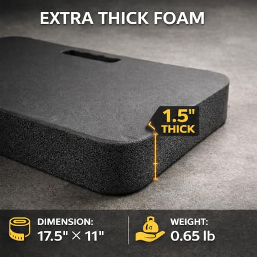 Gardzen Extra Thick Kneeling Pad for Gardening and Work, 1.5 Inch Soft NBR Foam Knee Cushion for Bathing Baby, Large Kneeler Mat for Yoga Exercise, 18x11 Inch, Black - size: 18"x11"x1.5" - 1 Pack