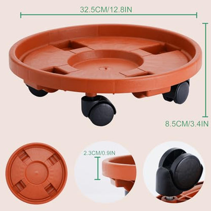 Doseno Rolling Plant Stand, Plant Caddy with Wheels, 13 in, 1 Pack, Brown - color: 1 Pack-Brown