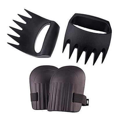 2Pcs Manual Cultivator Claw Held Garden Paw Tools Ergonomic Hand Tiller Rake for Lawn Care Aerating&Planting&Cultivating&Weeding with 2 Knee Pads Free