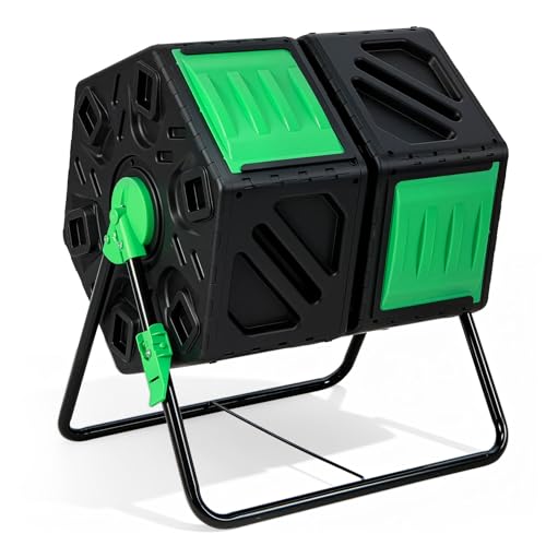 IRONMAX 34.5 Gallon Outdoor Dual Chamber Compost Tumbler
