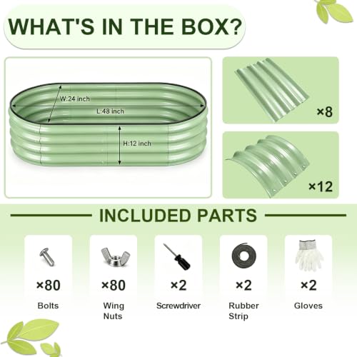 Galvanized Raised Garden Bed Outdoor 4x2x1 ft 2 Pack Oval Green - color: Green 2 Pcs, size: 4 x 2 x 1 ft