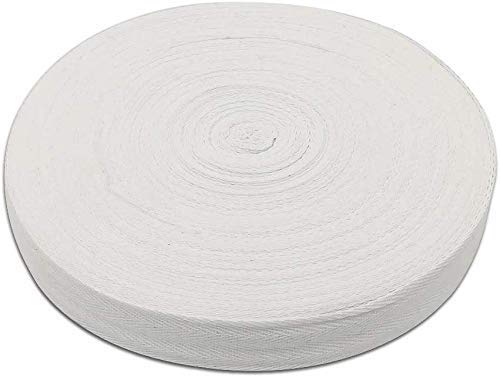 Natural Cotton Twill Tape 50 Yards 1/2 Inch Bunting Bias Herringbone Webbing Roll for Apron Sewing Dressmaking Craft (White) - color: White, size: 1/2inch