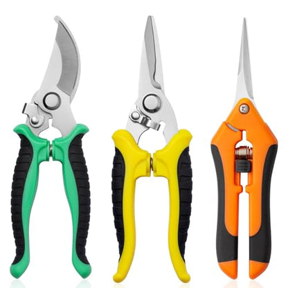 Garden Pruning Shears 3 Pack Gardening Shears Garden Scissors Stainless Steel Plant Flower Scissors Clippers Pruning Shears tijeras de jardinería - color: Multicolor