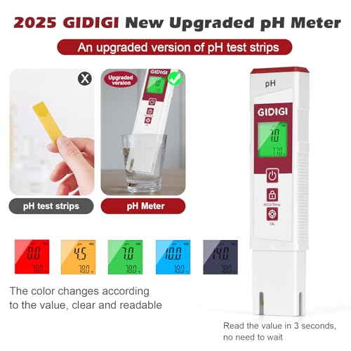 Digital pH Meter, 2 in 1 pH Temp. ATC Tester Pen for Water