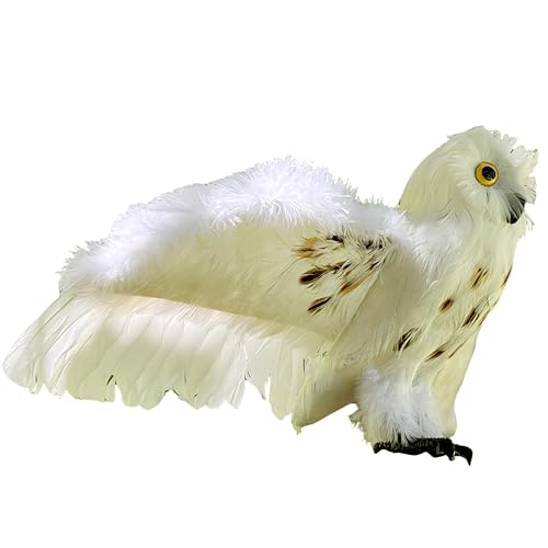 Realistic Feathered Owl Figurine Lifelike Bird Replica Simulation Wild Animal Garden Deterrent, Wealth Lucky Mascot, Home Décor, Shelf Ornament, Photo Props, Collectible Gift (Winged) - color: Winged