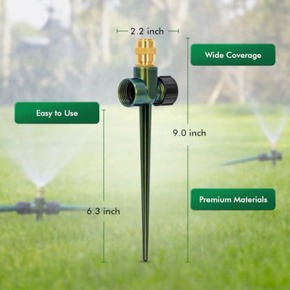 RESTMO 6 Pack Heavy-Duty Full-Metal Lawn Sprinklers for Yard - color: Green, size: 6 Pack