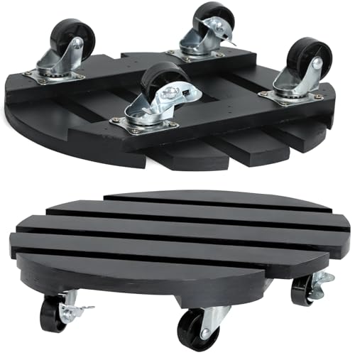 2 Pack Plant Stand with Wheels, Plant Caddies with 360° Lockable Smooth Sliding Wheels Durable Sturdy, Outdoor/Indoor Heavy Duty Rolling Plant Stand for Plant Pot,Flower Pot (11" Black) - color: Black Round, size: 11"