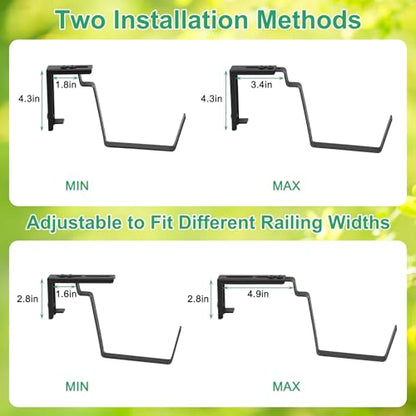 Deck Railing Planter Boxes 2 Tier Green Outdoor Hanging Planters Set of 2 - color: Green