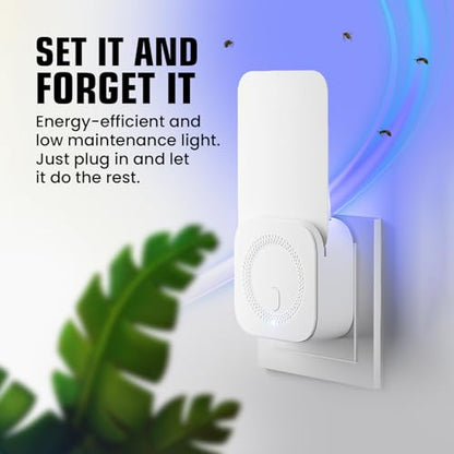 Glevro® 1 Fruit Fly Traps for Indoors & 5 Adhesive Cartridges - Plug in Fly Trap Indoors - Gnat Traps – Bug Light Trap Indoor – Flying Insect Traps Indoor - style: 1 Device & 5 Refill