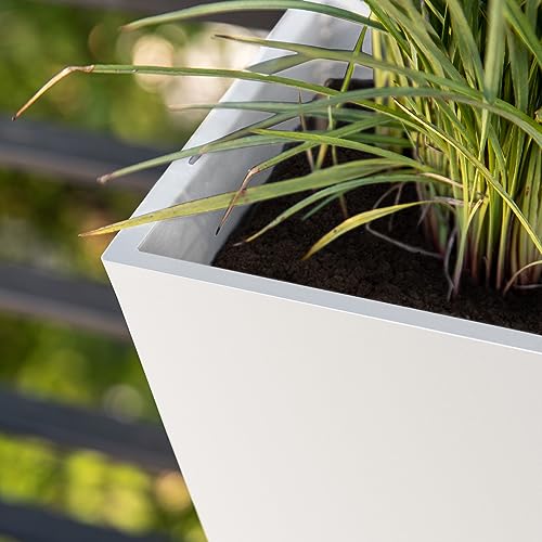 Veradek Pure Series Railing Planter - Tapered Window Box with Bracket - color: White, size: 36 inch - 2 Pack