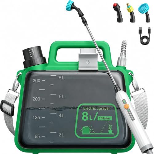 Battery Powered Garden Sprayer 1.8 Gallon, Lightweight Electric Weed Sprayer with Telescopic Wand & Adjustable Nozzles, Portable Yard Sprayer for Plant Watering, Lawn Care, Fertilizing (2.2gal) - size: 2.2gal