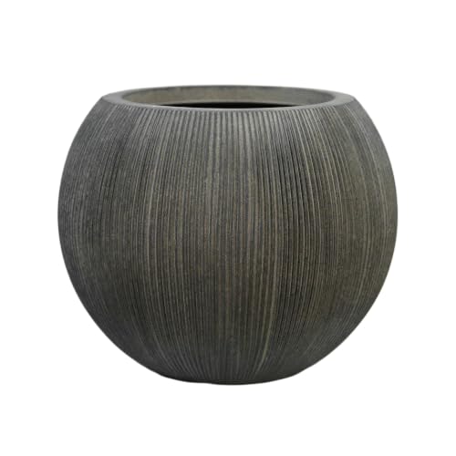 11.8" H x 14.5" D Large Round Plastic Planter with Drainage Hole & Plug - color: Vintage Black