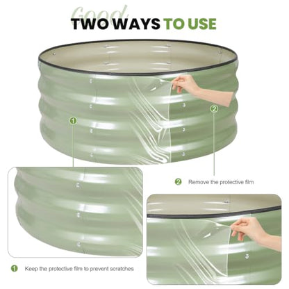 G GOOD GAIN Round Raised Garden Bed Outdoor, 3x3x1ft, 2Pcs, Olive Green - color: Olive Green, size: 3x3x1 FT (2 Packs)