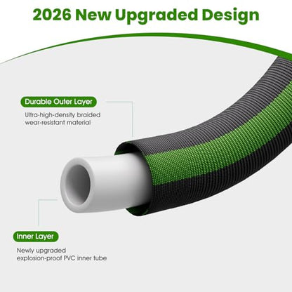 Garden Hose 25 FT, Non-Expanding Water Hose, Lightweight Flexible, Kink-Resistant & Burst-Resistant, High Pressure Garden Hose for Lawn, Garden, Car Wash & Outdoor Cleaning - size: 25FT