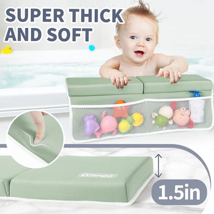 URMYWO Bath Kneeler and Elbow Rest Pad Set, 1.5-Inch Thick Memory Foam Pads - color: Green