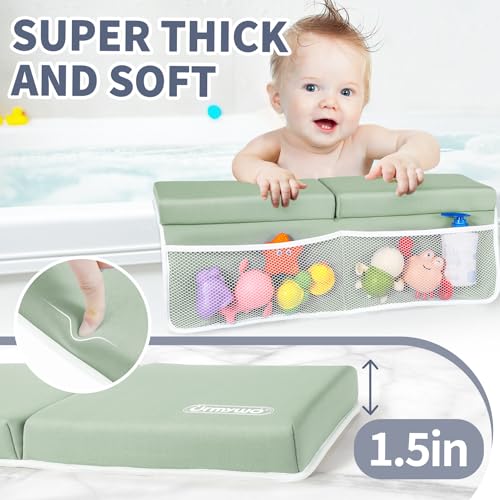 URMYWO Bath Kneeler and Elbow Rest Pad Set, 1.5-Inch Thick Memory Foam Pads - color: Green